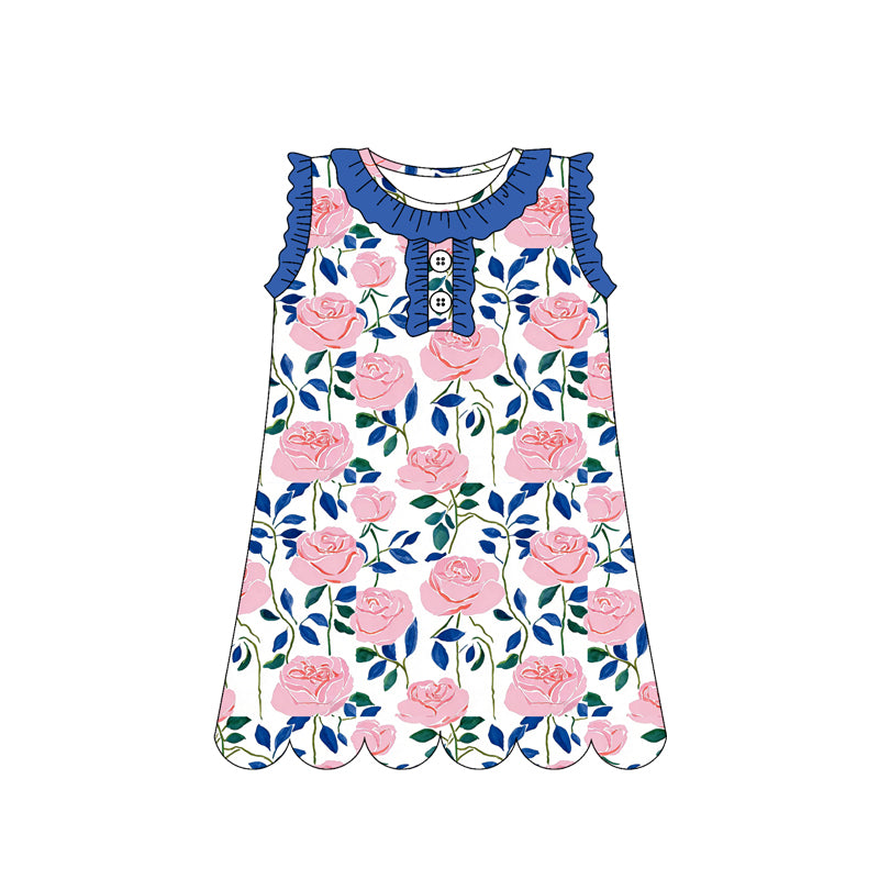 Pink flowers design girls summer dress preorder