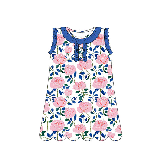 Pink flowers design girls summer dress preorder