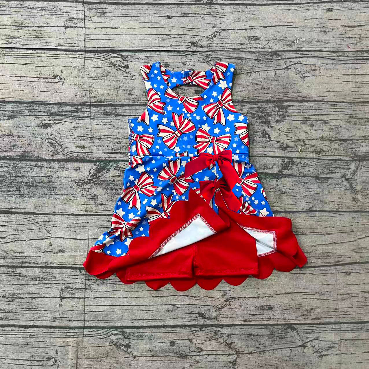 July 4th bow design girls summer yoga dress preorder