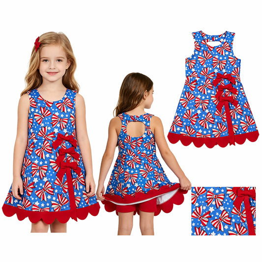 July 4th bow design girls summer yoga dress