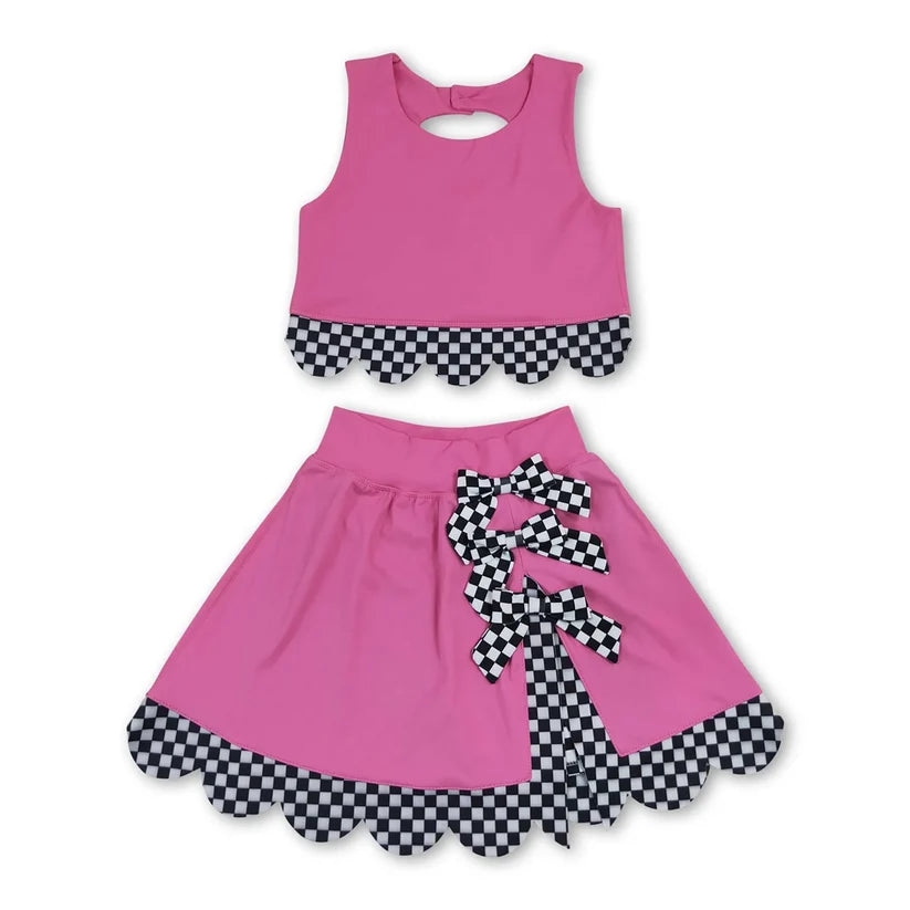 Green tank top matching skirt girls summer active wear yoga outfit