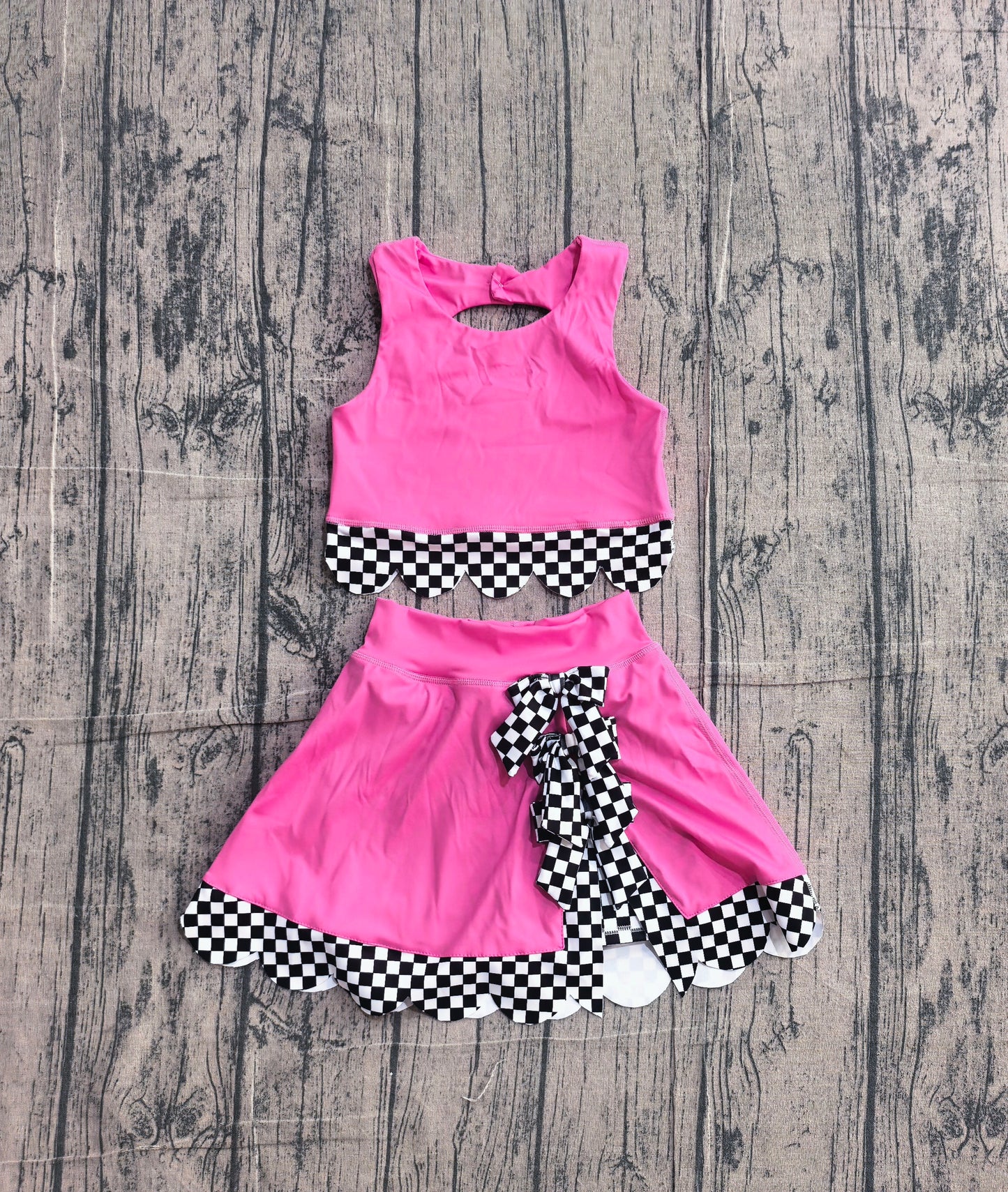 Hot pink yoga top matching skorts girls summer outfit preorder