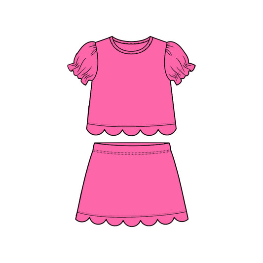 Hot pink scallop top matching skorts girl summer outfit preorder