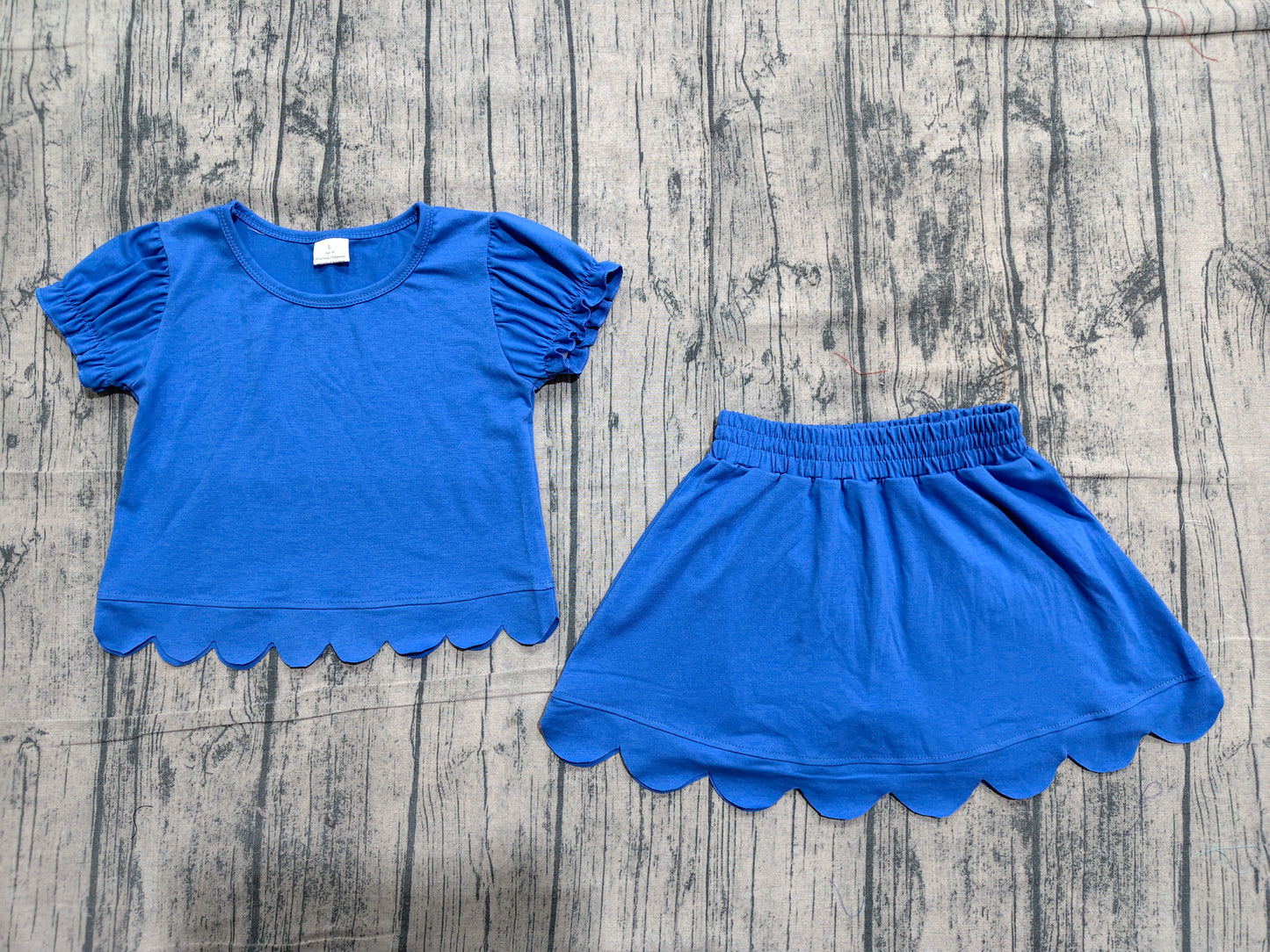 Dark blue scallop top matching skorts girl summer outfit preorder