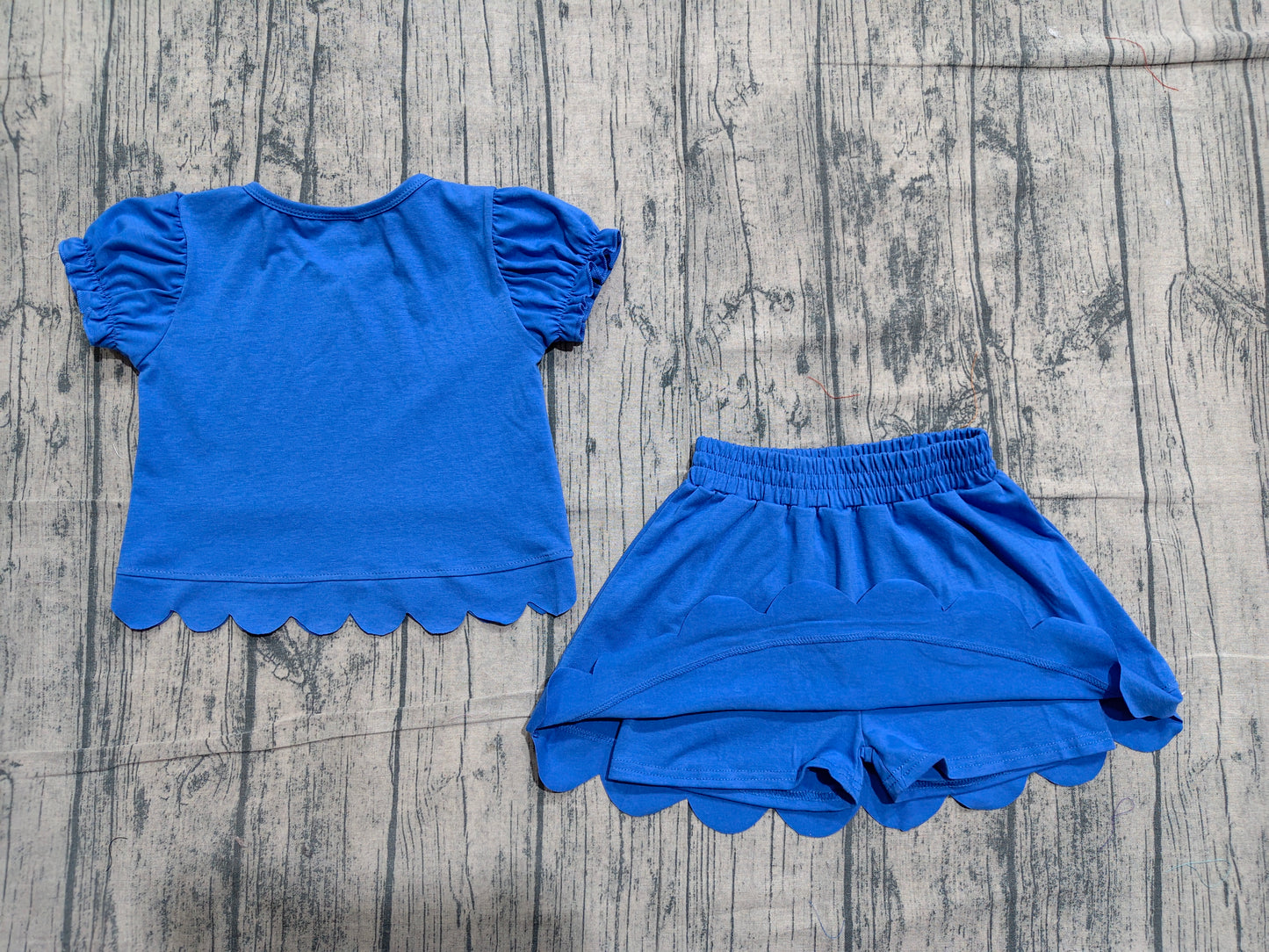 Dark blue scallop top matching skorts girl summer outfit preorder