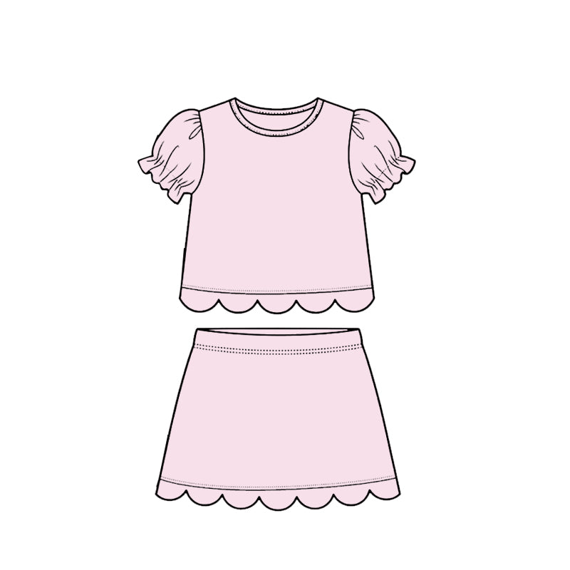 Pink scallop top matching skorts girl summer outfit preorder