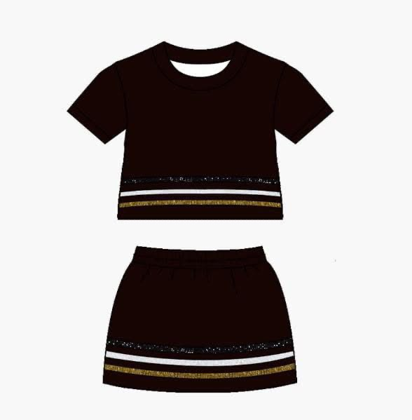 Black scallop top matching skorts girl summer outfit preorder