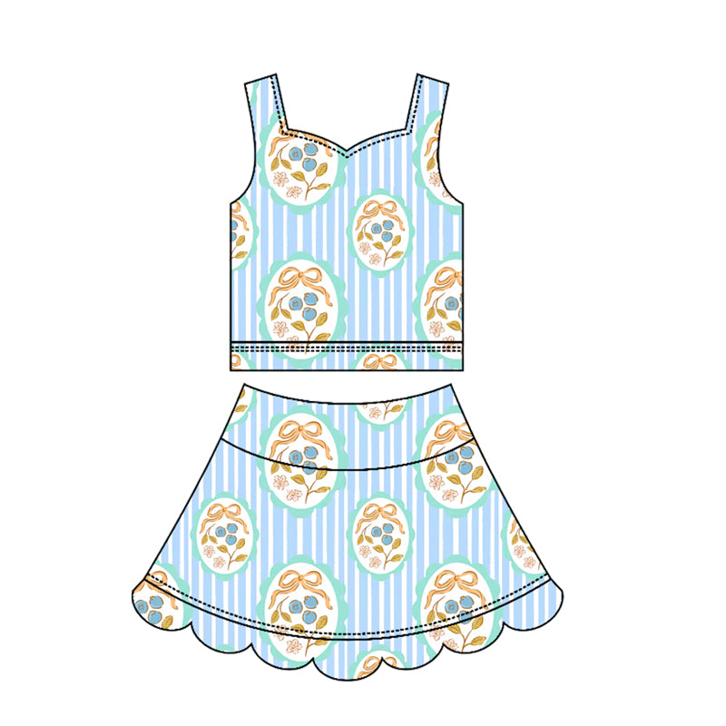 Yellow bow yoga top matching skorts girls summer outfit preorder