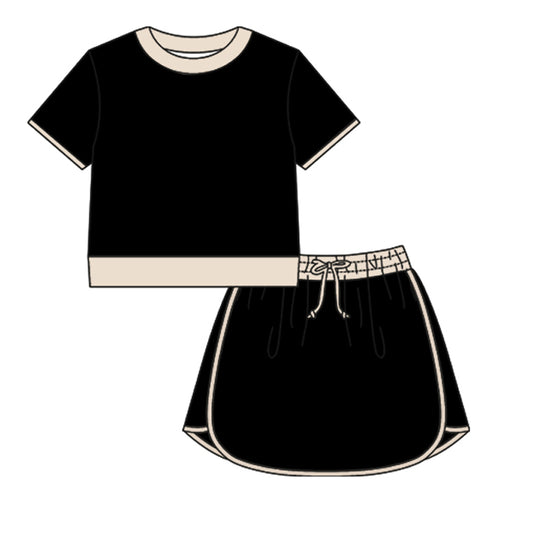 Adult women black color short sleeve pajama set preorder