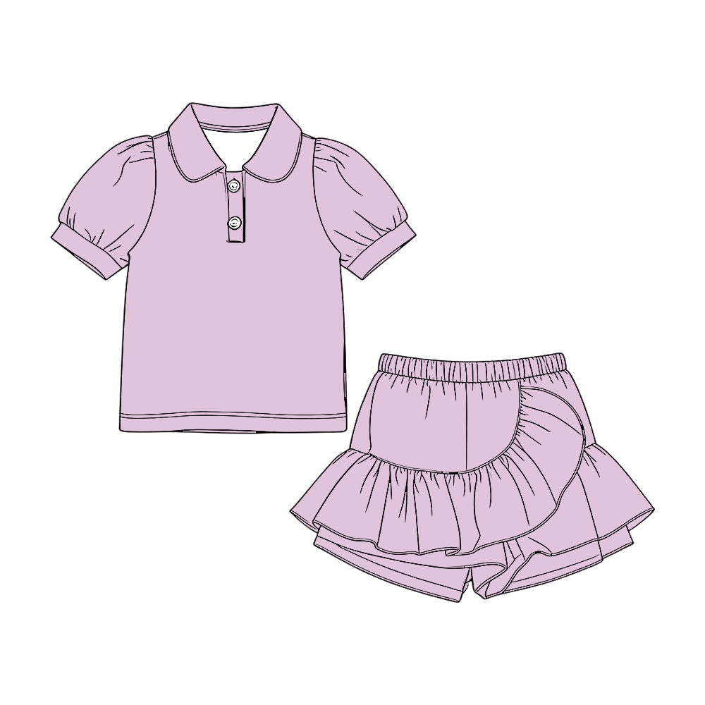 Lavender pullover top matching shorts girl summer outfit preorder