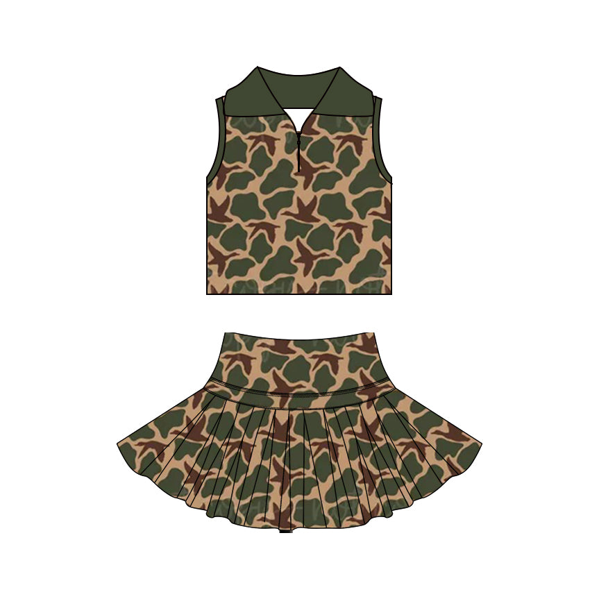 Duck green camo yoga top matching skorts girls summer outfit preorder