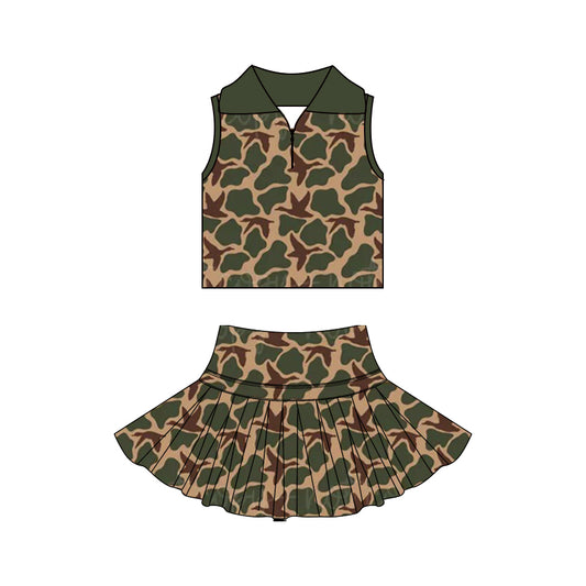 Duck green camo yoga top matching skorts girls summer outfit preorder
