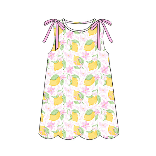 Lemon print girls summer dress preorder