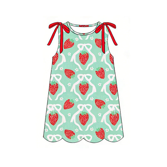 Strawberry print girls summer dress preorder