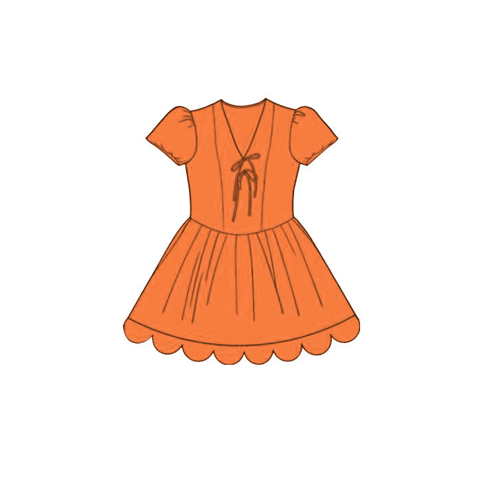 Orange color girls summer dress preorder
