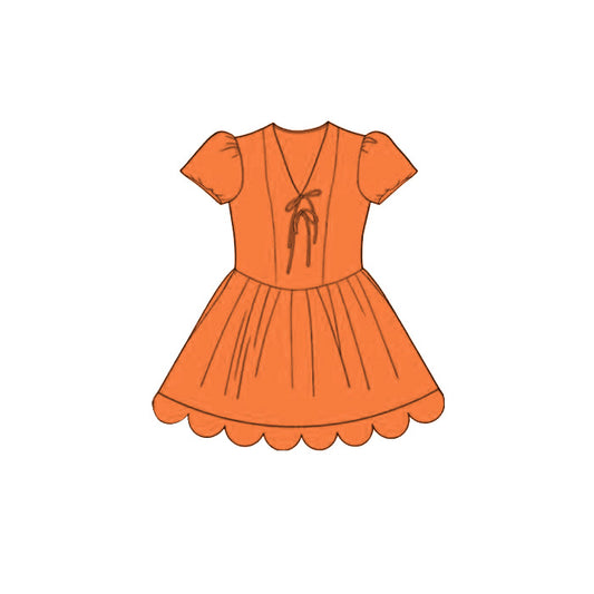 Orange color girls summer dress preorder