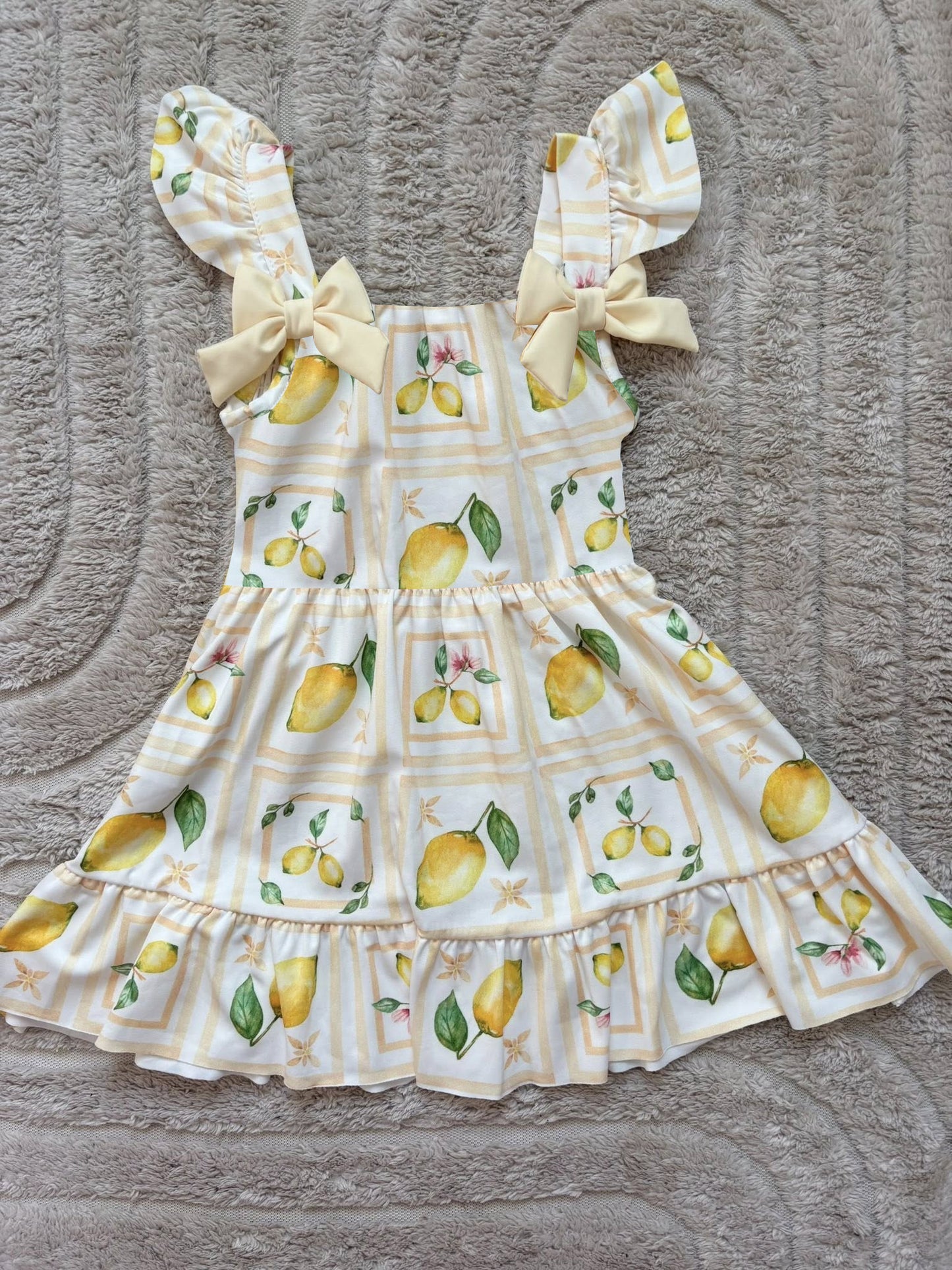 Lemon print girls summer dress preorder