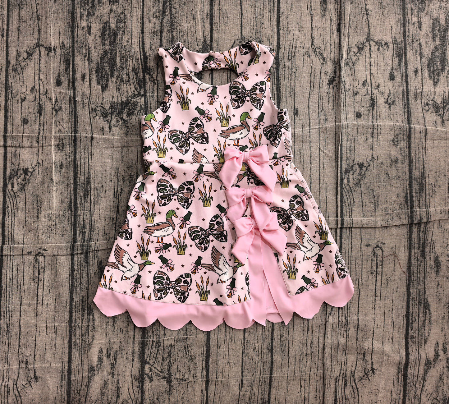 Green bow duck print girls summer yoga dress preorder