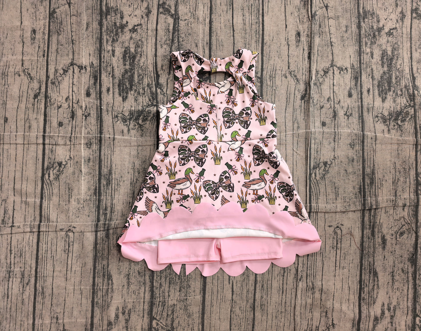 Green bow duck print girls summer yoga dress preorder