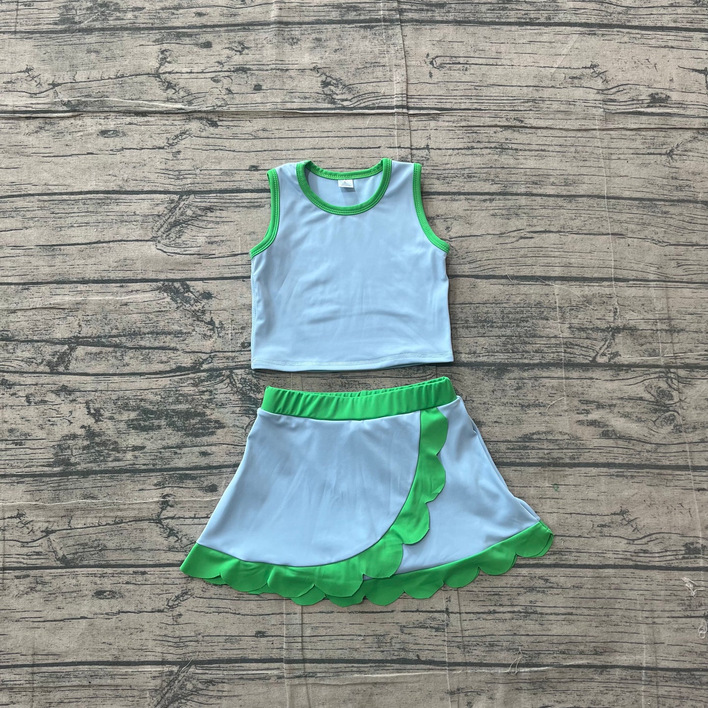 Blue green yoga top matching skorts girls summer outfit preorder