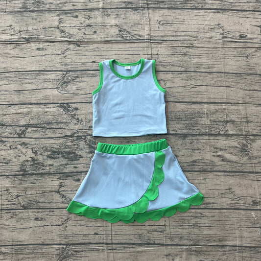 Blue green yoga top matching skorts girls summer outfit preorder