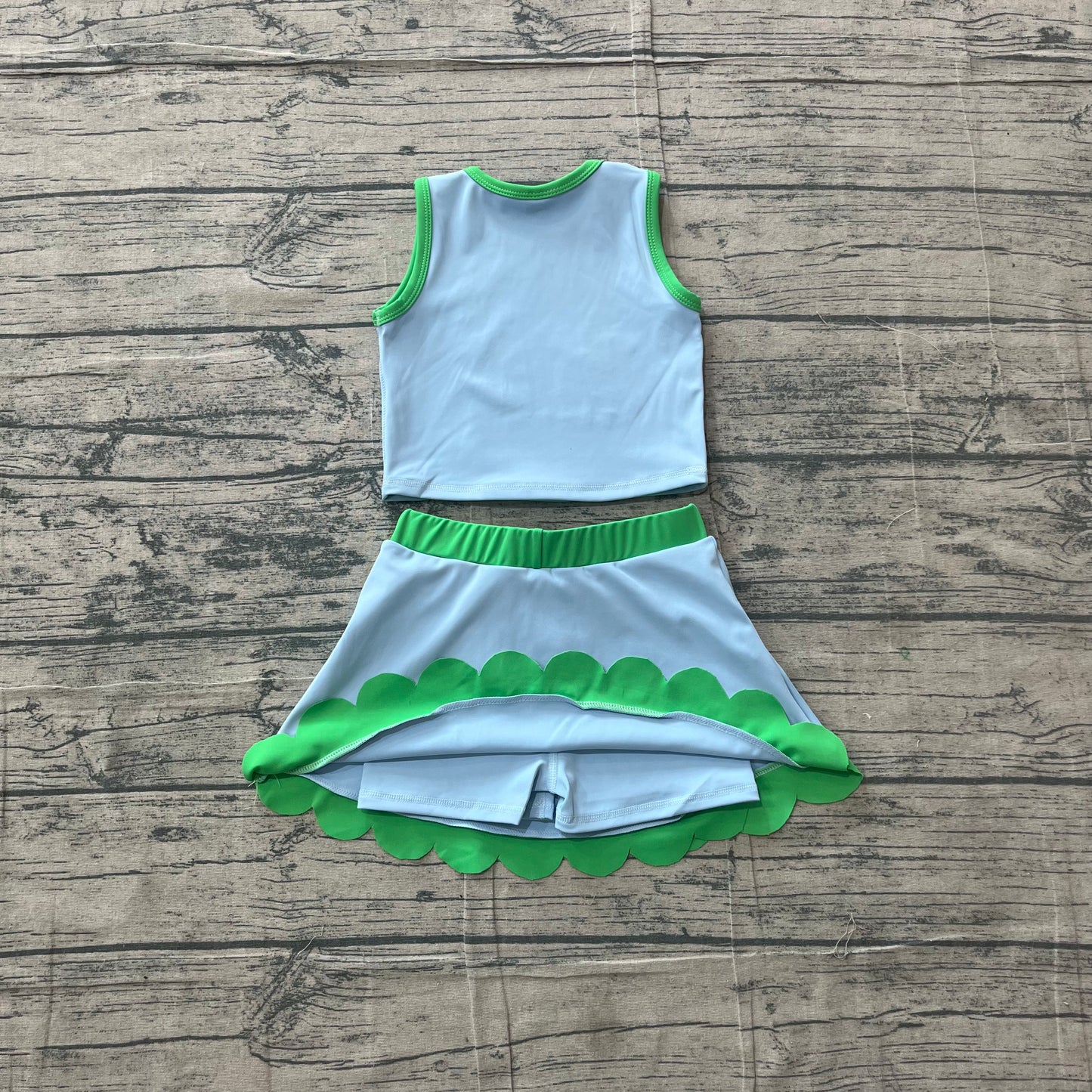 Blue green yoga top matching skorts girls summer outfit preorder