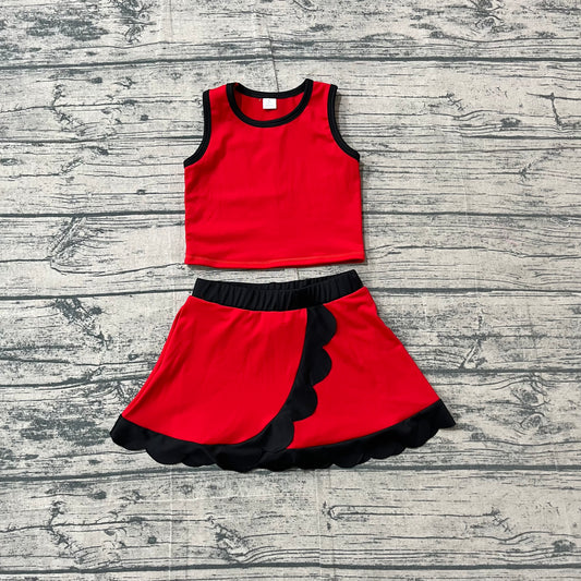 Red yoga top matching skorts girls summer outfit preorder