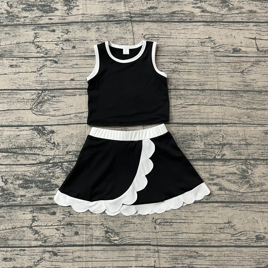 Black yoga top matching skorts girls summer outfit preorder