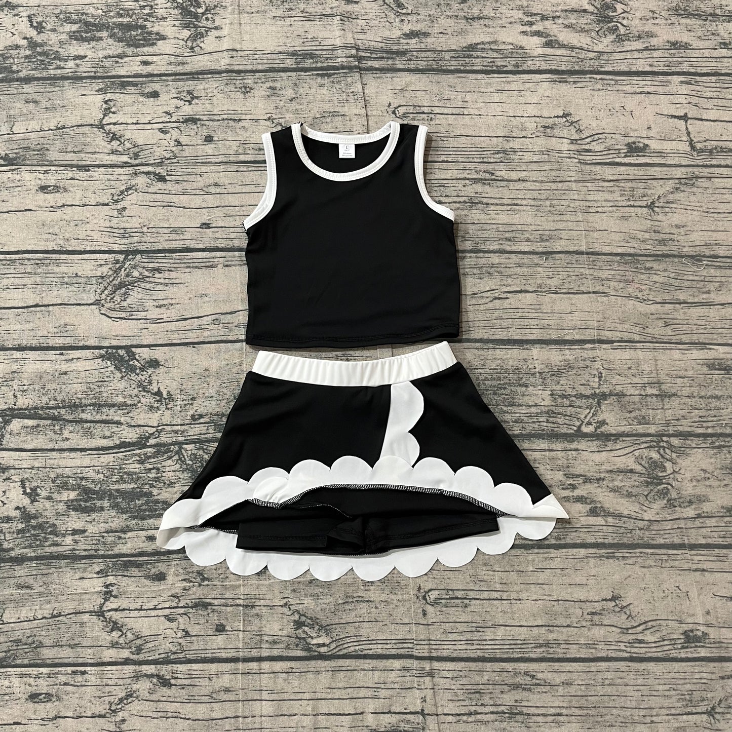 Black yoga top matching skorts girls summer outfit preorder