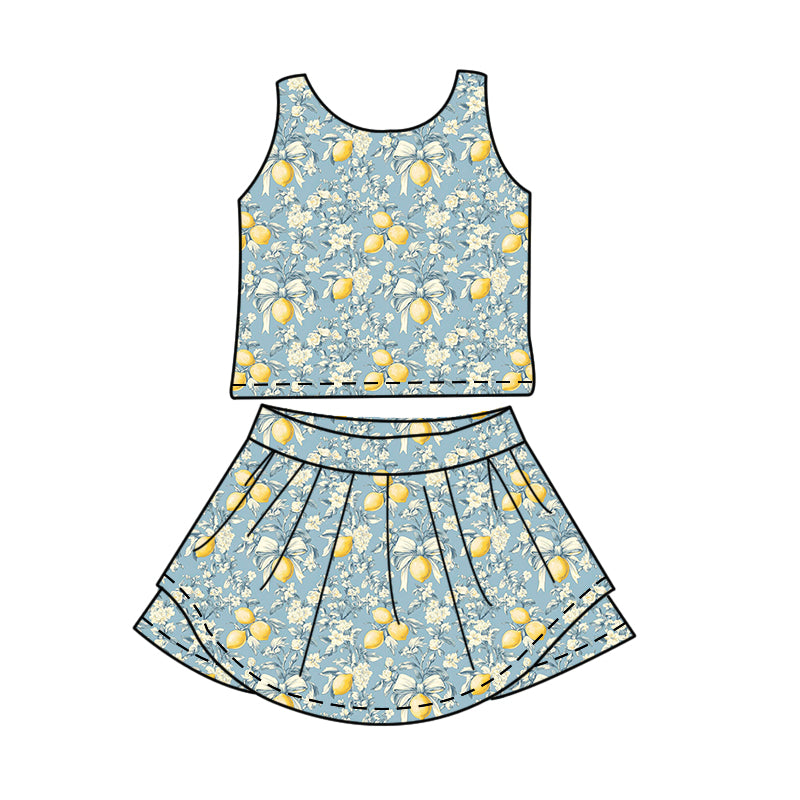 Lemon yoga top matching skorts girls summer outfit preorder