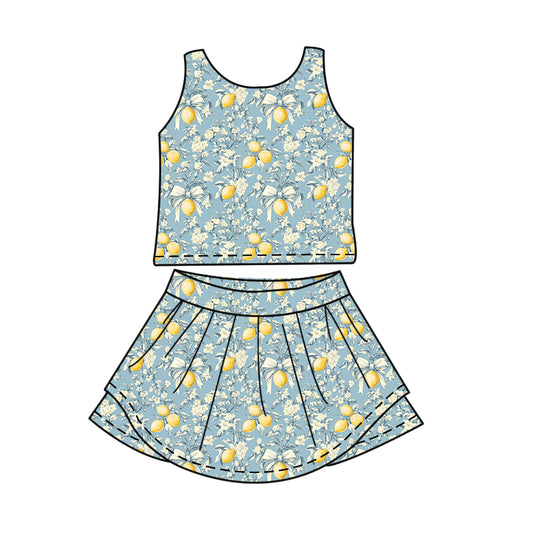 Lemon yoga top matching skorts girls summer outfit preorder