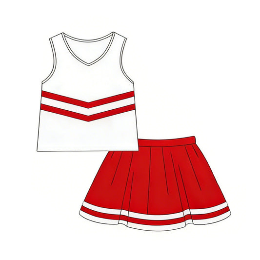 Red  tank top matching shorts girl summer skort outfit preorder