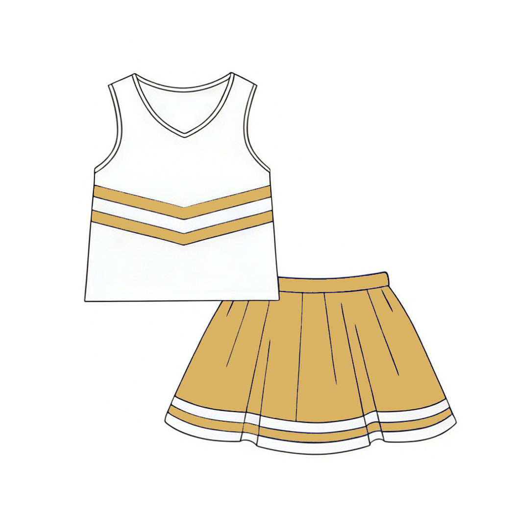 Golden tank top matching shorts girl summer skort outfit preorder