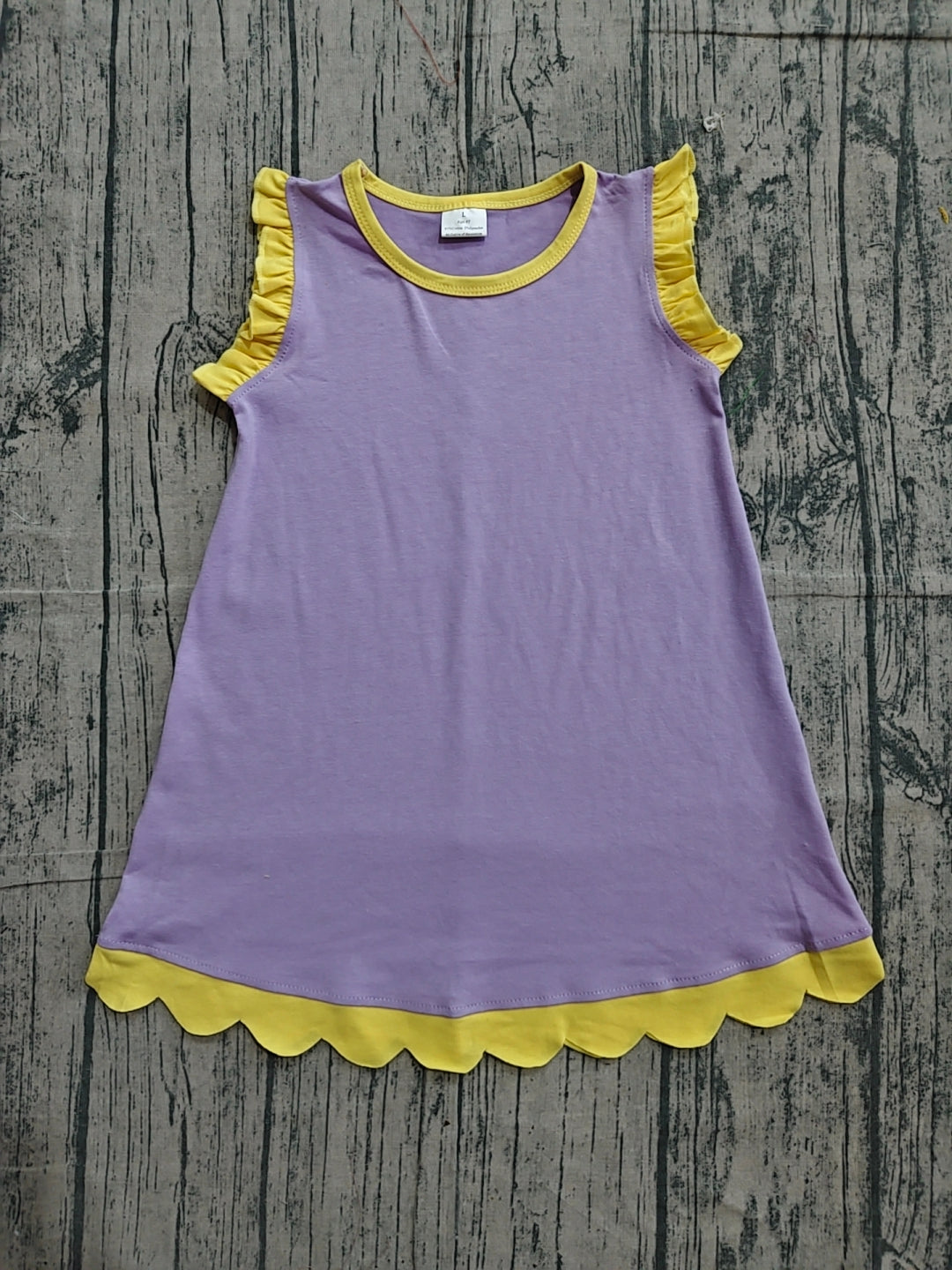 Lavender color yellow ruffle girls summer dress preorder
