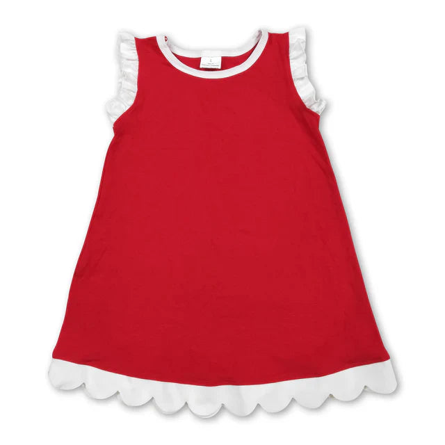 Pink color blue ruffle girls summer dress