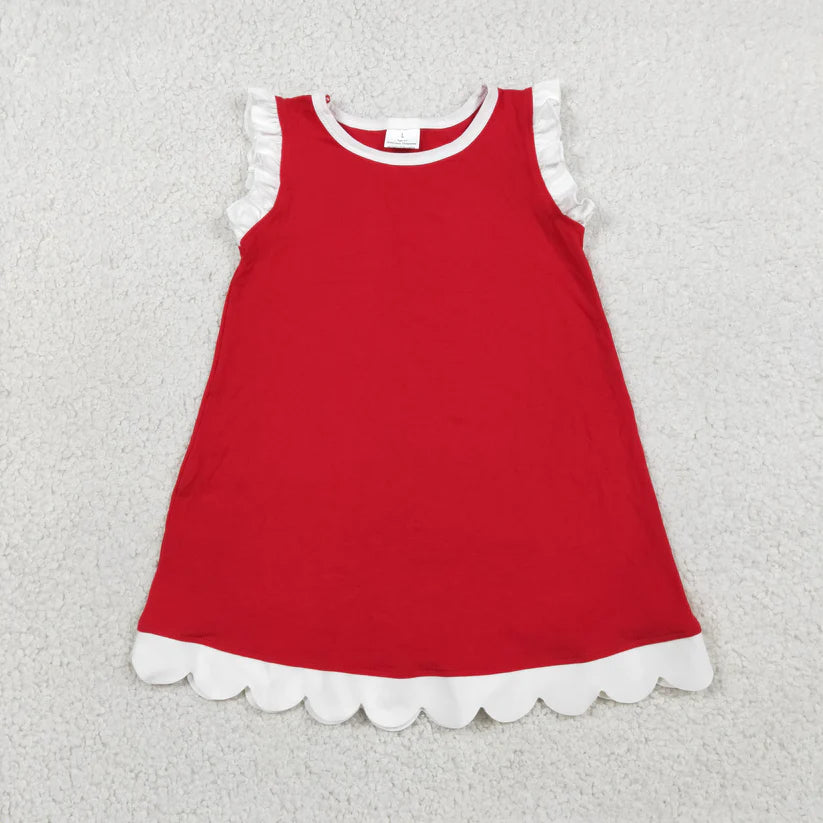 Navy color white ruffle girls summer dress