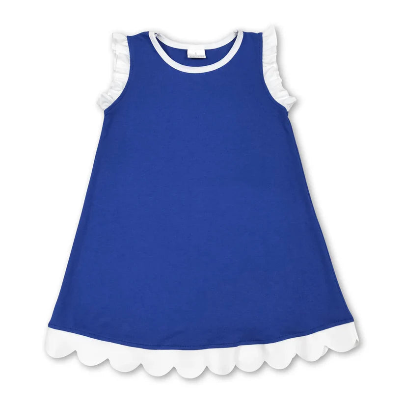 Lavender color yellow ruffle girls summer dress