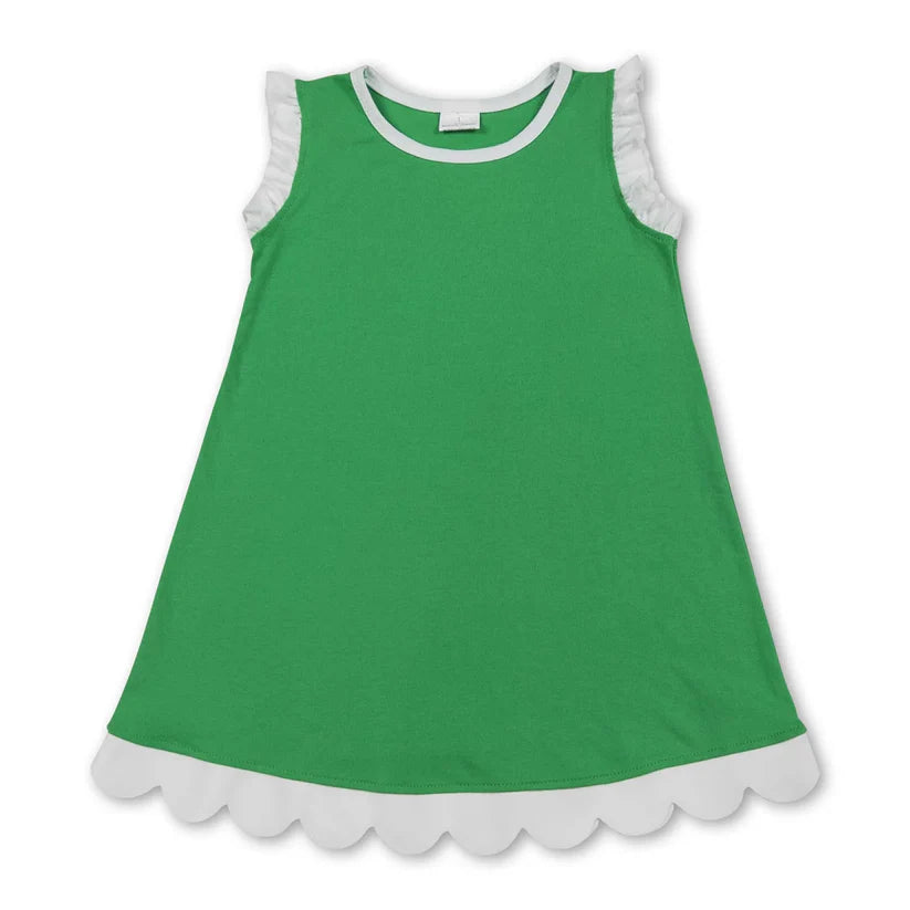 Lavender color yellow ruffle girls summer dress