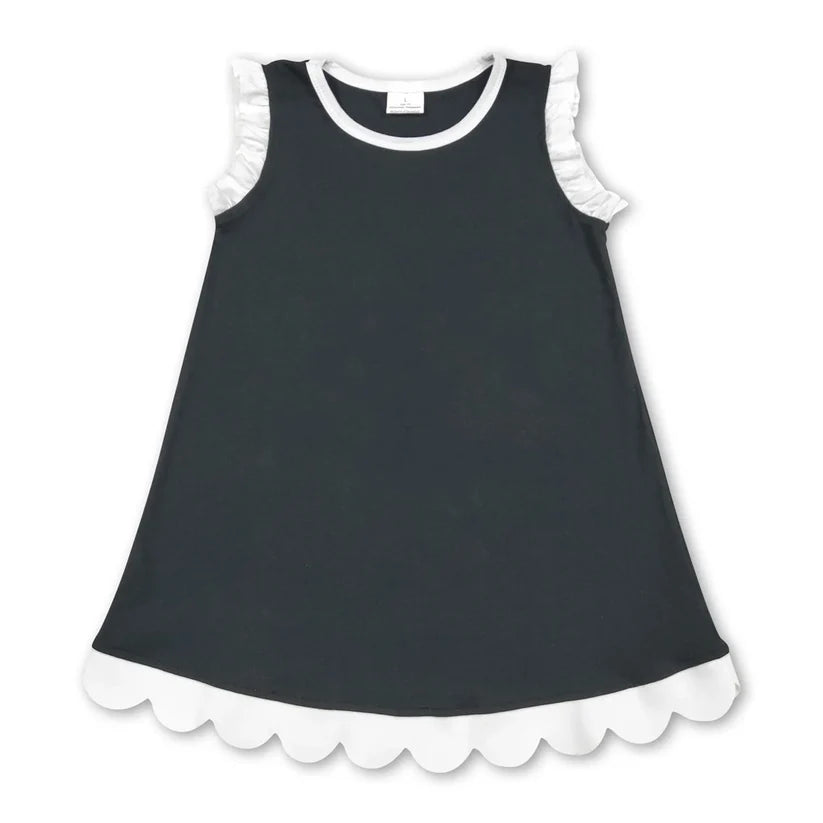Lavender color yellow ruffle girls summer dress