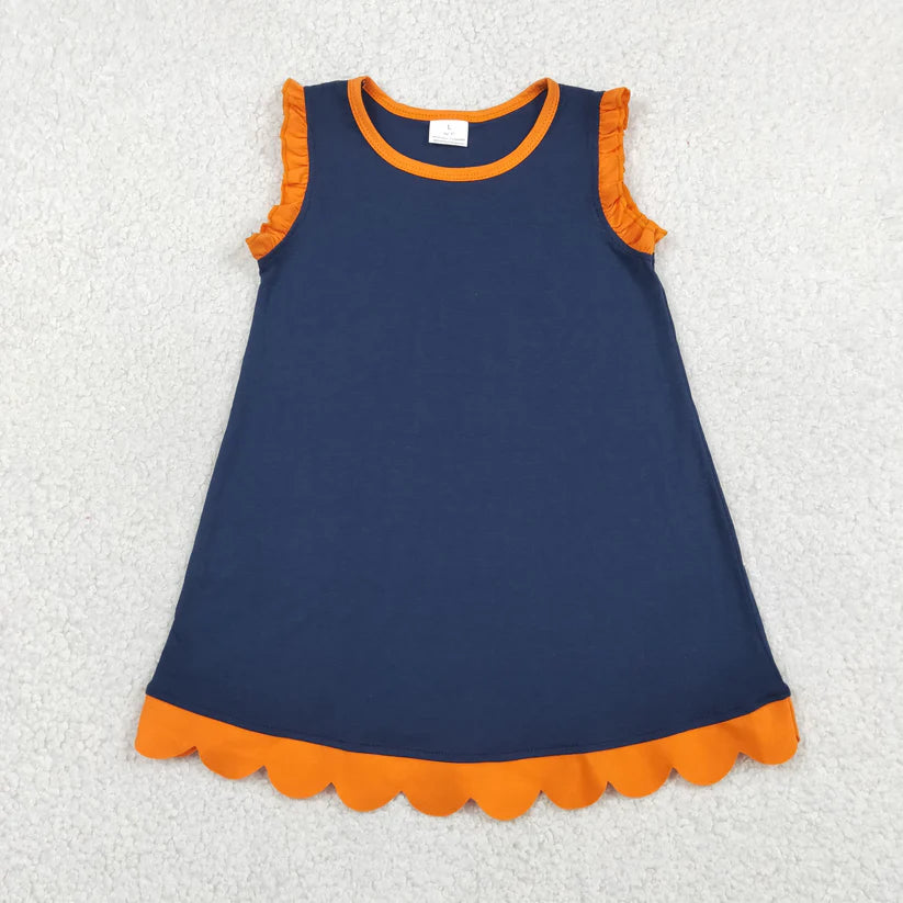 Lavender color yellow ruffle girls summer dress