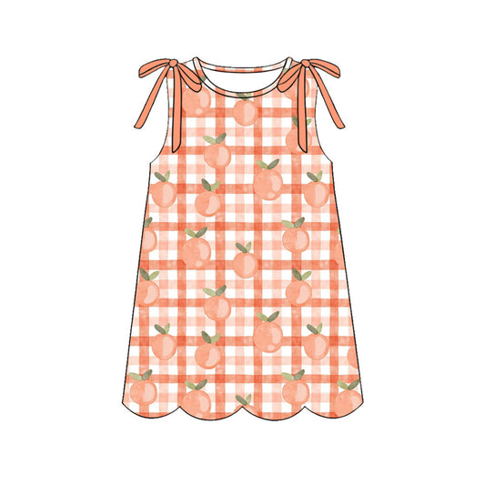 Peach print girls summer dress preorder