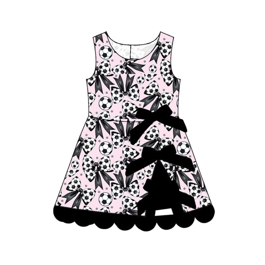 Soccer print black bow girls summer yoga dress preorder