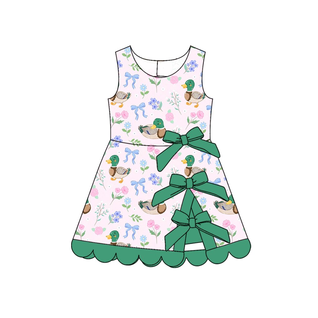 Mallard duck flowers print girls summer yoga dress preorder