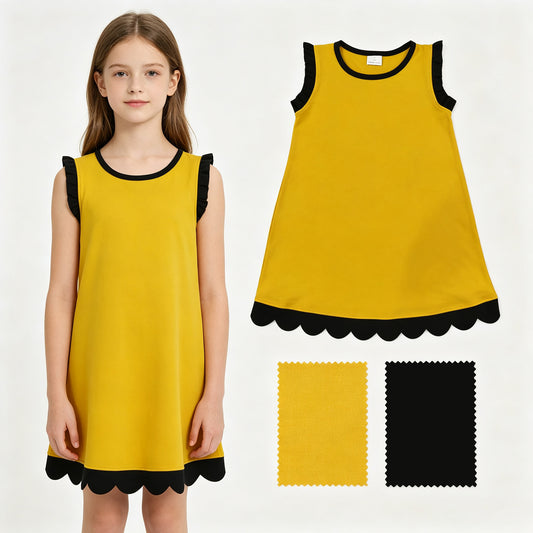 Golden color sleeveless summer dress