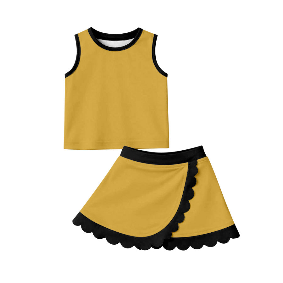 Girls golden yoga tank top matching skorts outfit  preorder