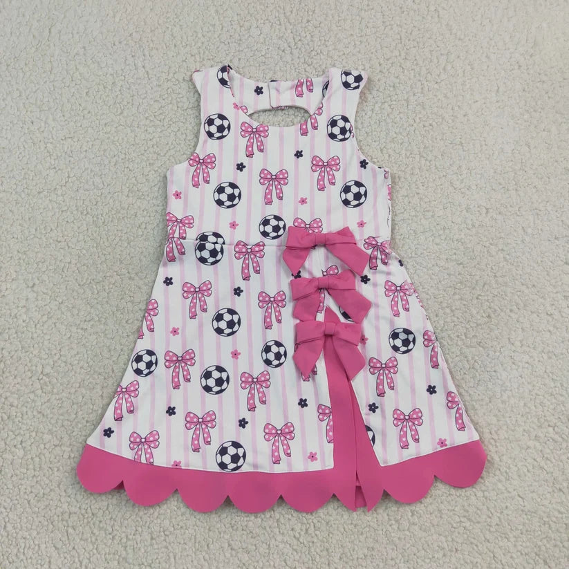 Green bow deer print girls summer yoga dress