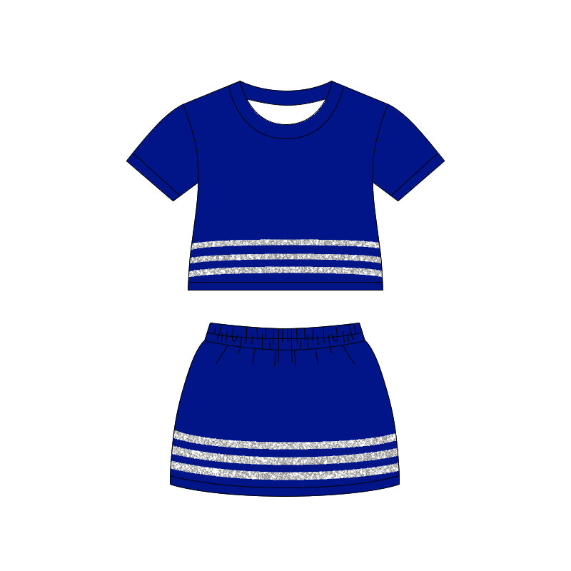 Dark Blue short sleeve top matching skort outfit preorder