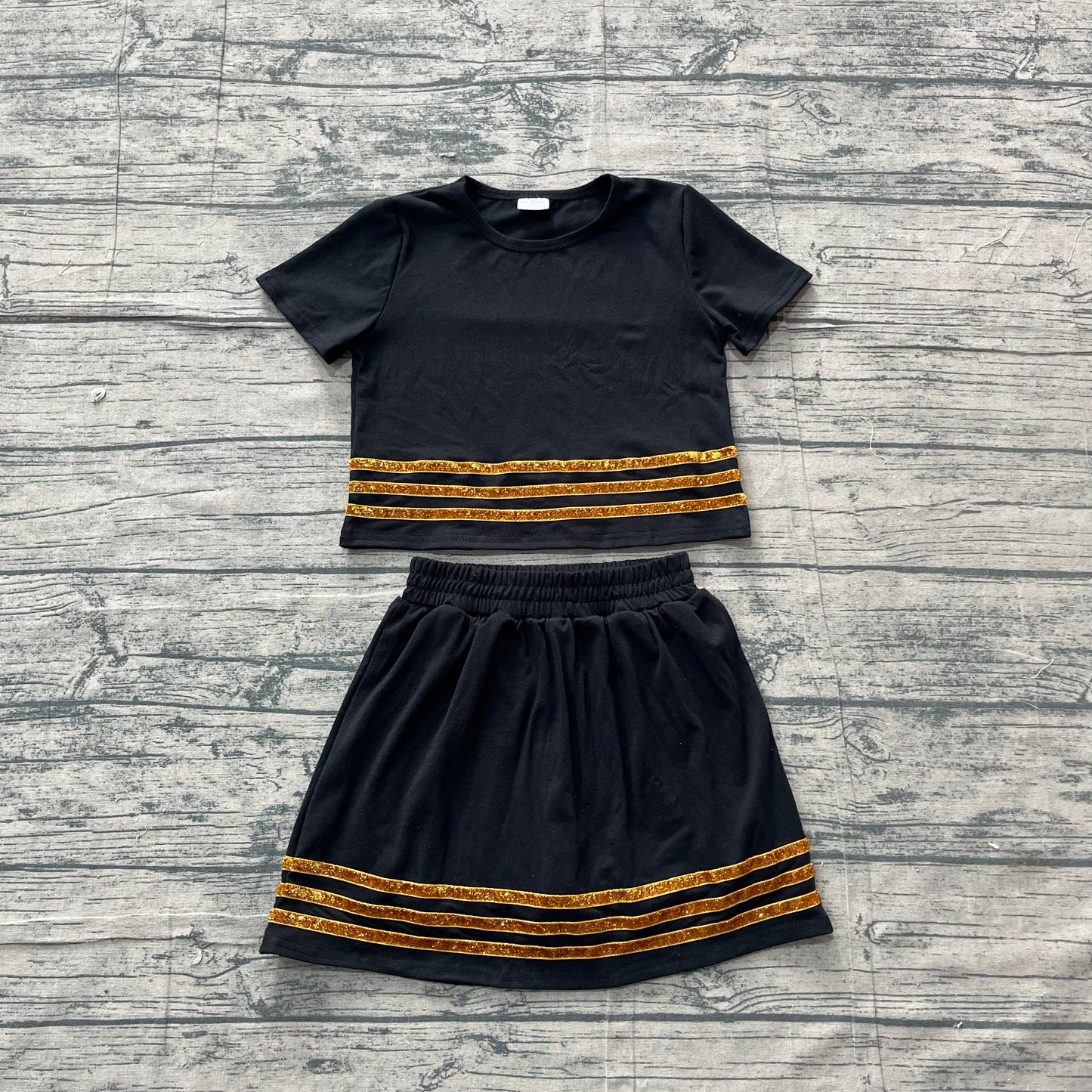 Black short sleeve top matching skort outfit preorder