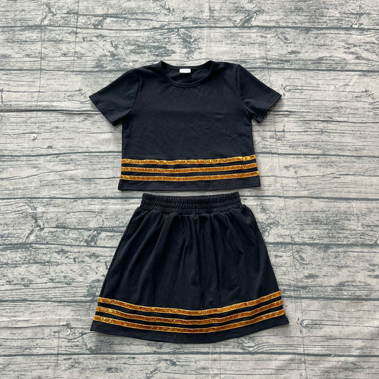 Black short sleeve top matching skort outfit preorder