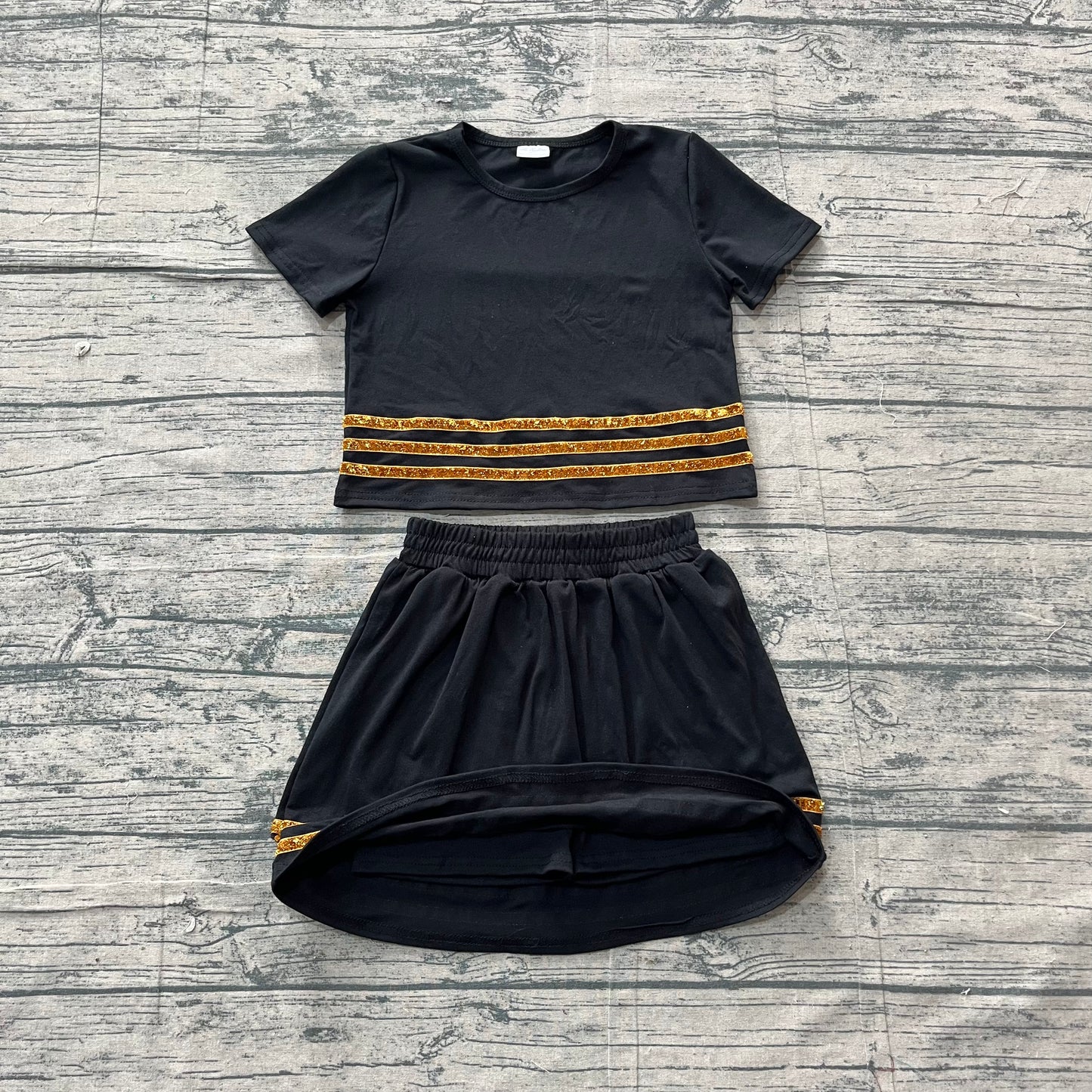 Black short sleeve top matching skort outfit preorder